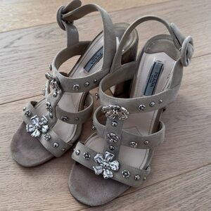 Prada Women's Cream/Nude Embellished Sandals size 37